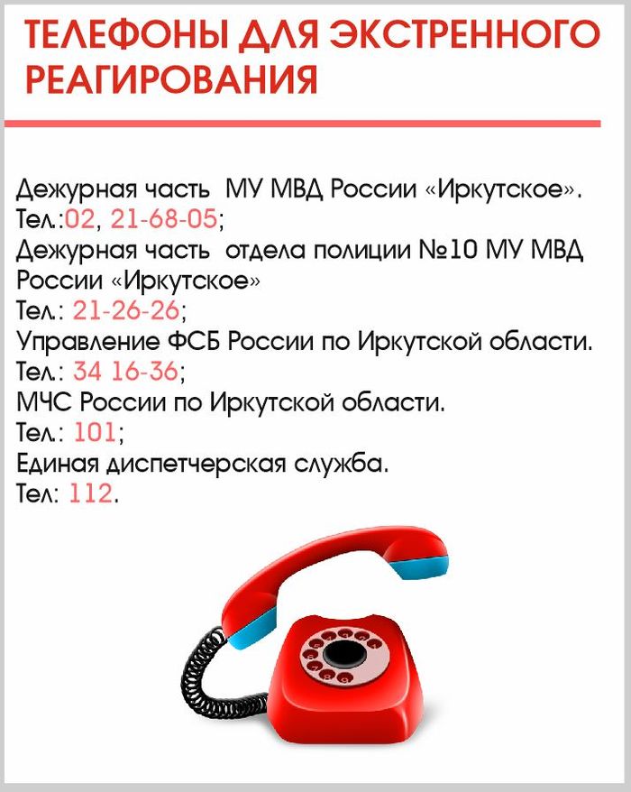 Телефоны для экстренного реагирования.